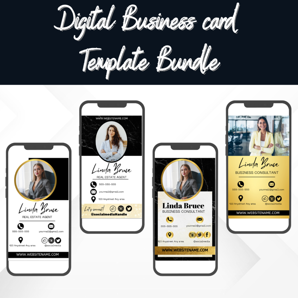 Business Card Template Bundle, EDITABLE Digital Business Card Canva Templates, Modern Professional Template, Real Estate Business Card