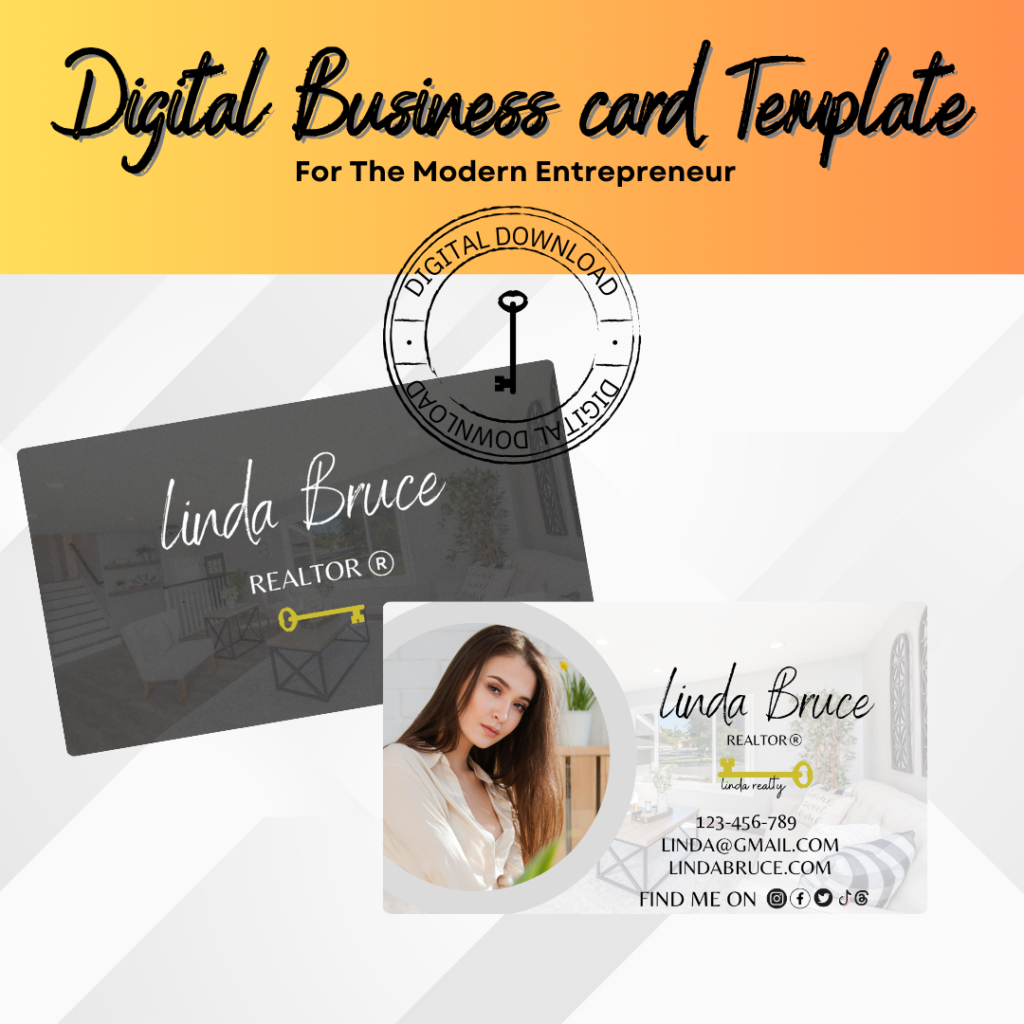 Digital Business Card Template. DIY add logo & photo! Editable Canva Design. Modern, Realtor Marketing, Real Estate, Realty Professional